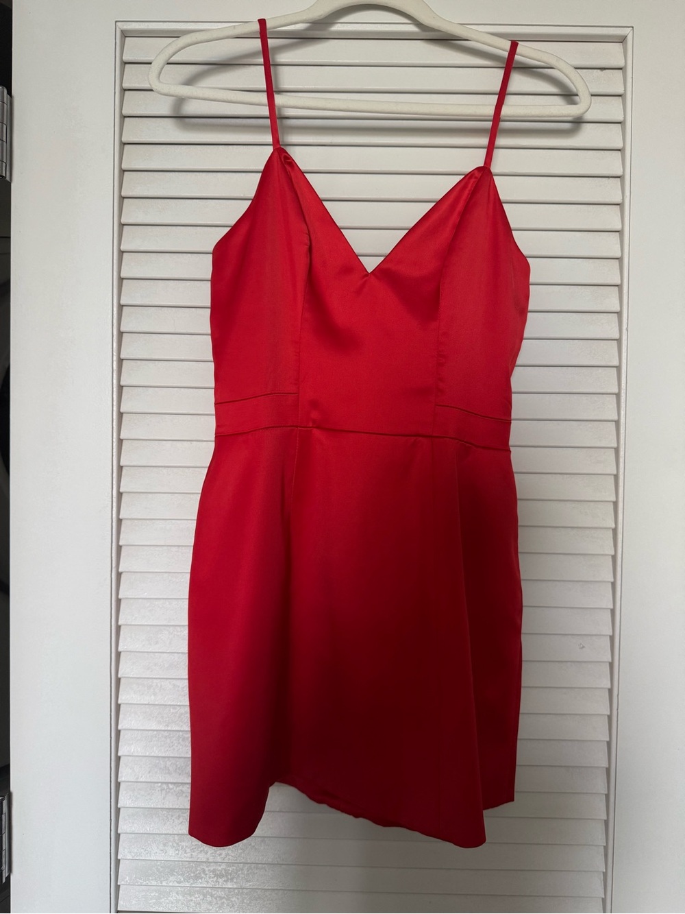 House of CB Red Spaghetti Strap V-Neck Dress